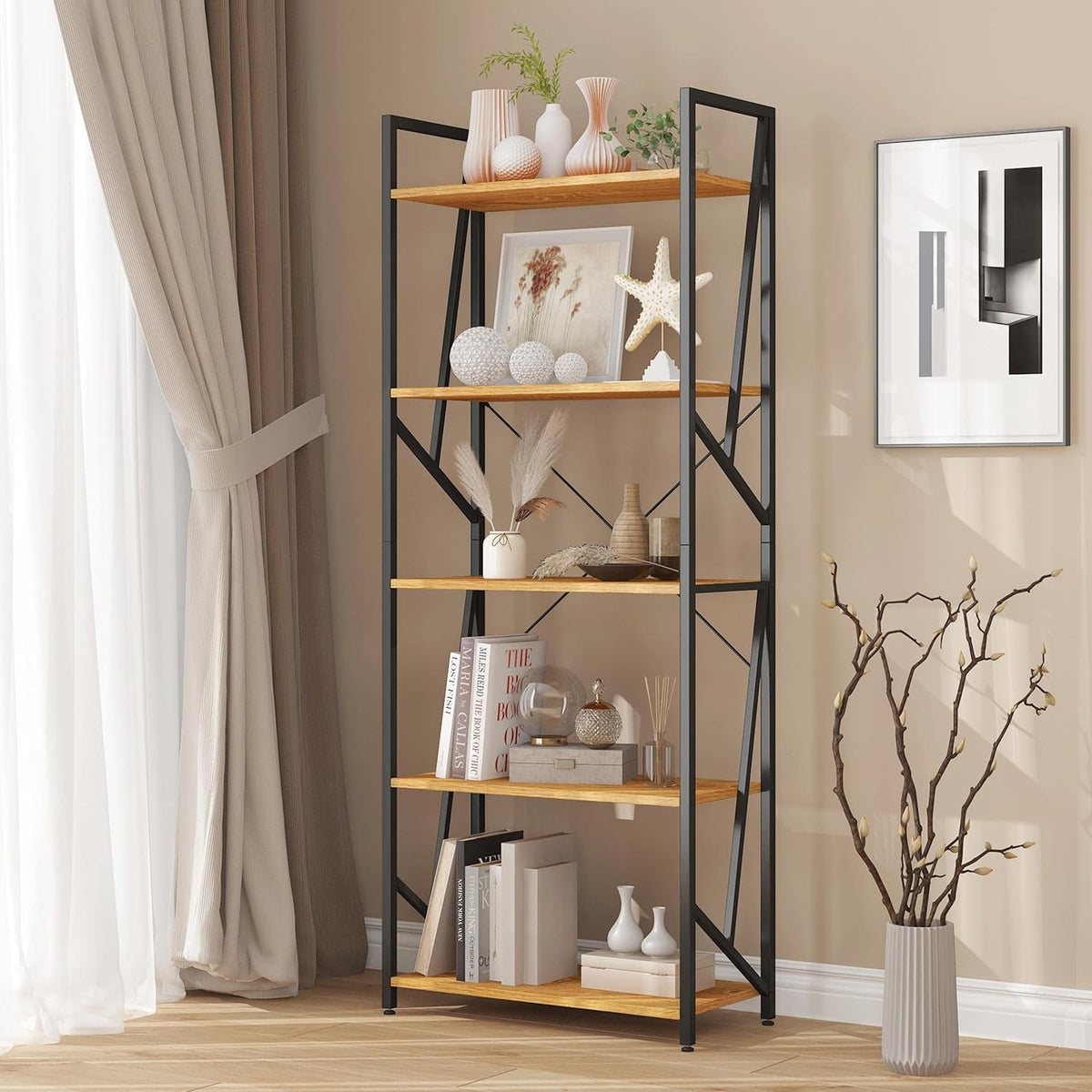 5 Tiers Industrial Bookshelf Storage Organizer M839