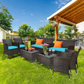 8 Pcs Patio Rattan Furniture Set with Cushioned Chair Loveseat Table C675430