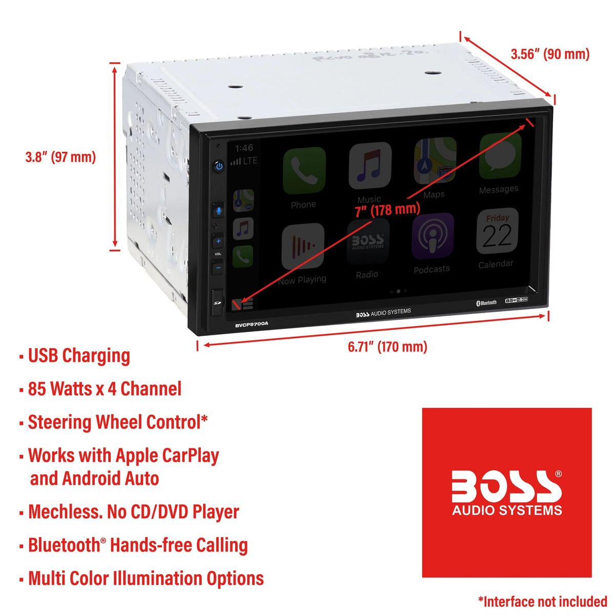 2 Din Apple CarPlay Android Auto Car Stereo System E53468