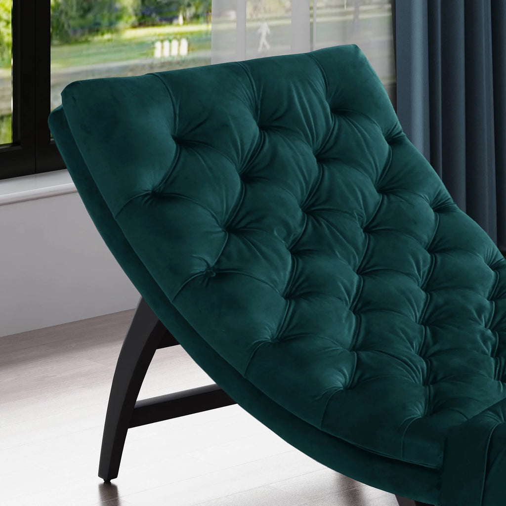 Teal Velvet Button Tufted Chaise Lounge M8081