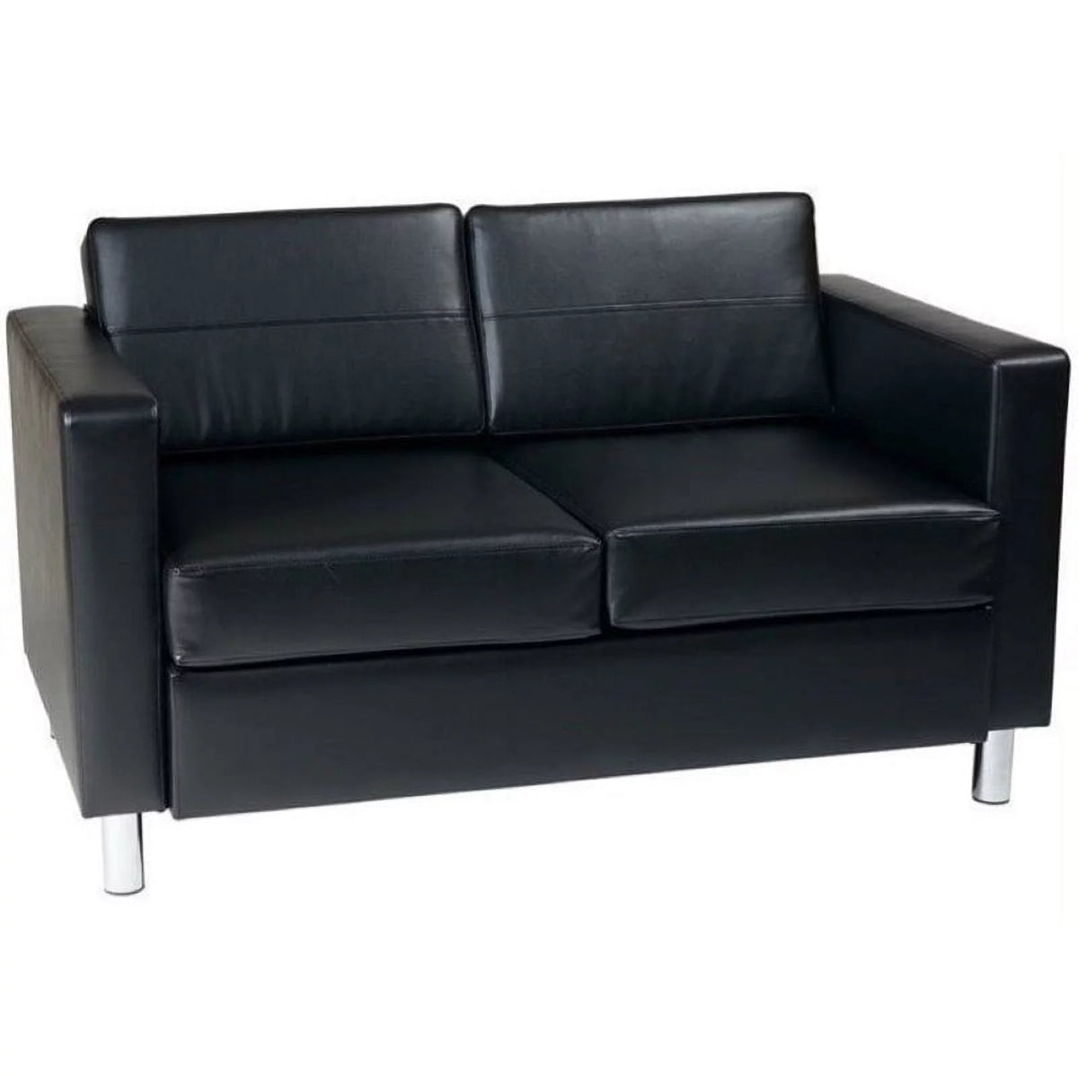 Black Faux Leather Loveseat E370