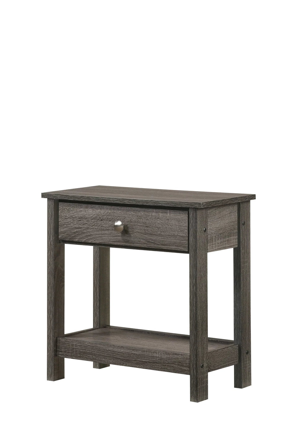 3pc Twin Size Platform Bed and Nightstand Set Gray Wooden L451