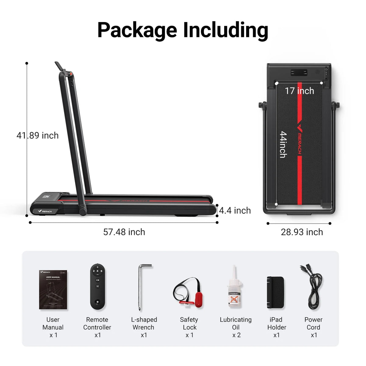 Folding Treadmill with 265 LB Weight Capacity D653