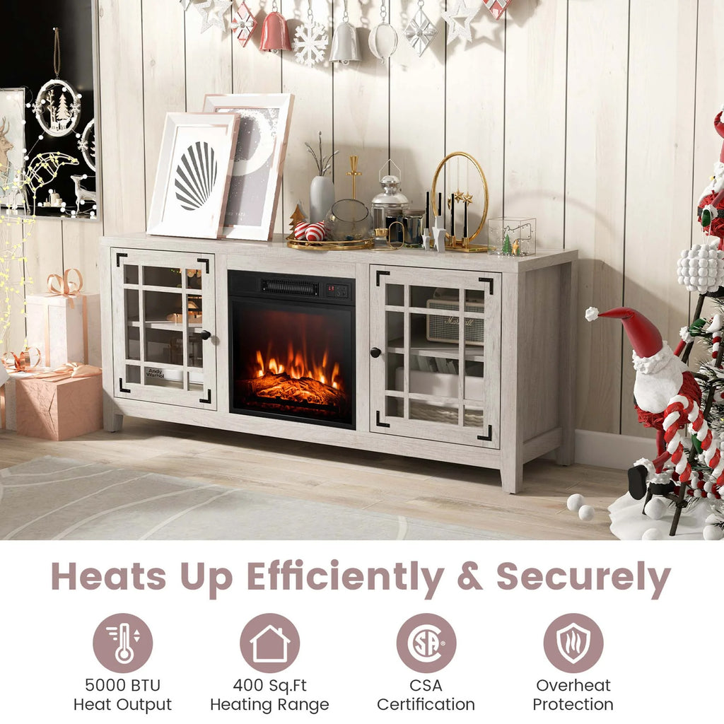 58 Inches Fireplace TV Stand with 1400W Electric Fireplace K578