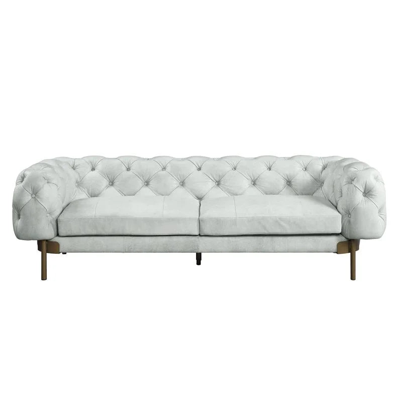 Vintage White Top Grain Leather Sofa J537826
