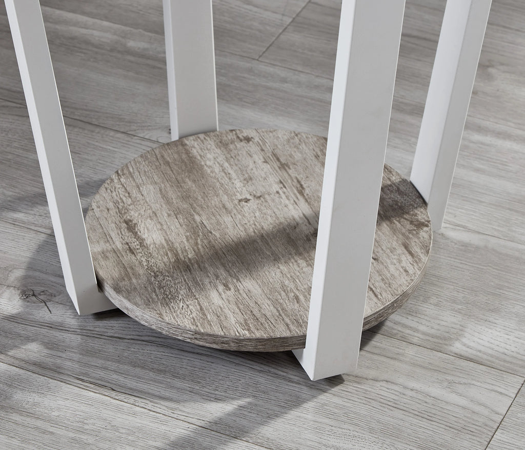 Gray Round End Table with Shelf X7345