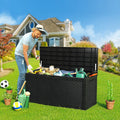100 Gallon Waterproof Rattan Resin Outdoor Storage Deck Box with Divider H71651