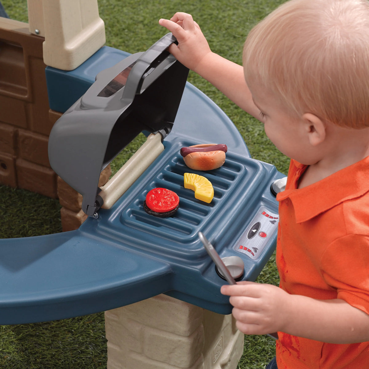 Brown Toddler Playhouse with Grill and Planter V4962