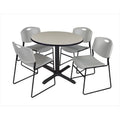 36 In. Round Laminate Table with 4 Grey Stack Chairs A26231