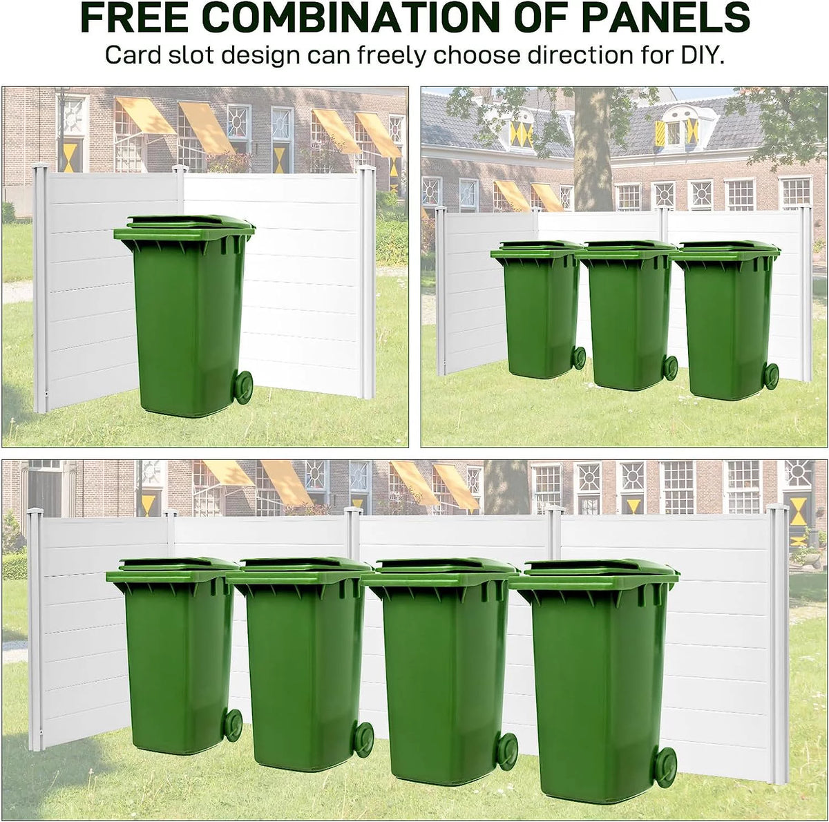 48''x47.2'' 2 Panels Vinyl Privacy Screen with 3 Metal Stakes F810