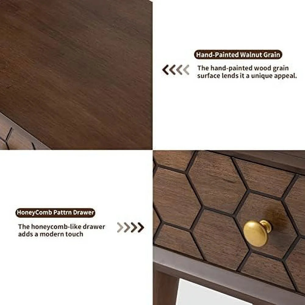 White Set of 2 Square Wood End Table with Drawer G3067