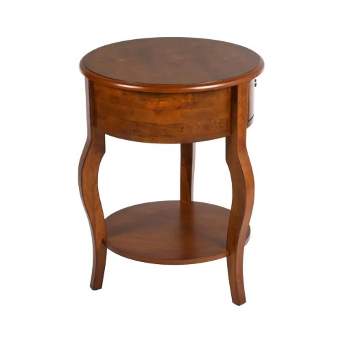 Mid Century Round End Table with Drawer Storage R240