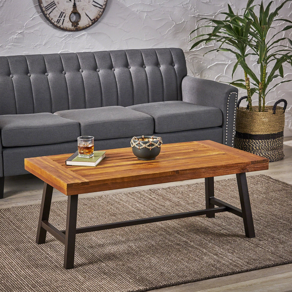 Rustic Acacia Wood Coffee Table X178594