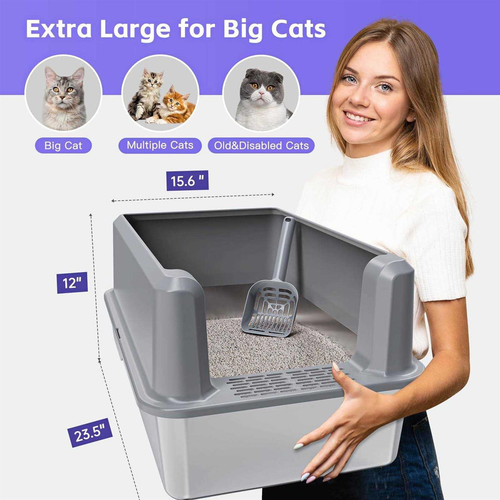 Enclosed Stainless Steel Litter Box XL with High Side U4792