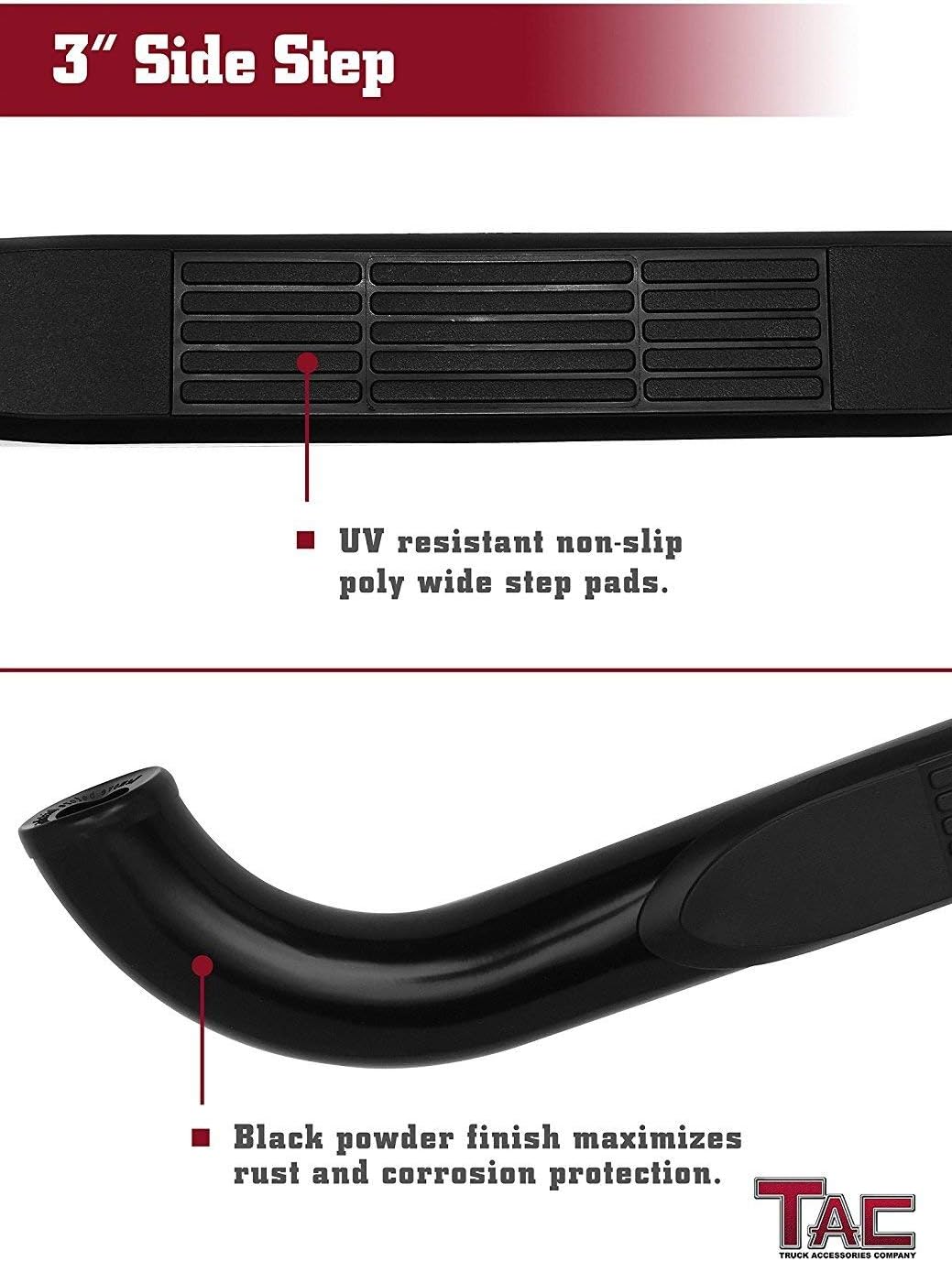 Black Side Steps Nerf Bars Running Boards 2Pcs K523