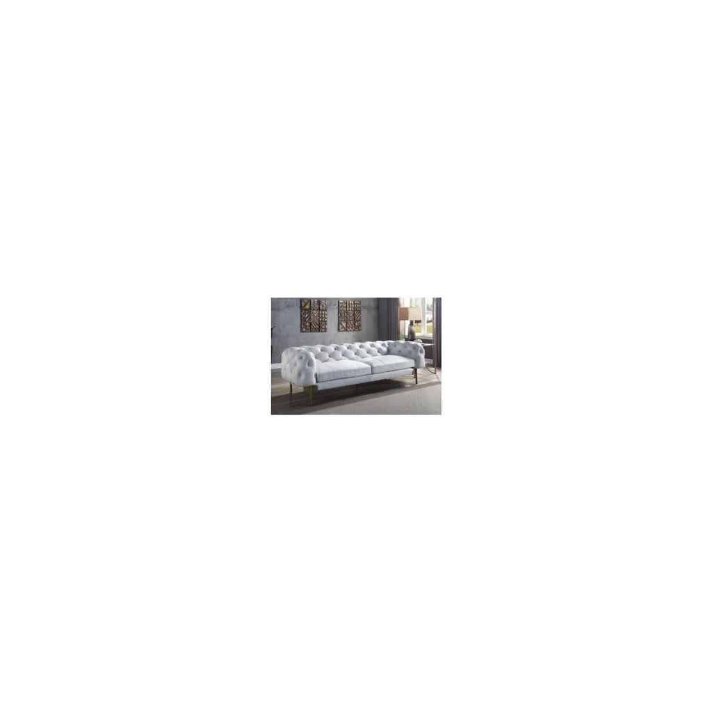 Vintage White Top Grain Leather Sofa J537826