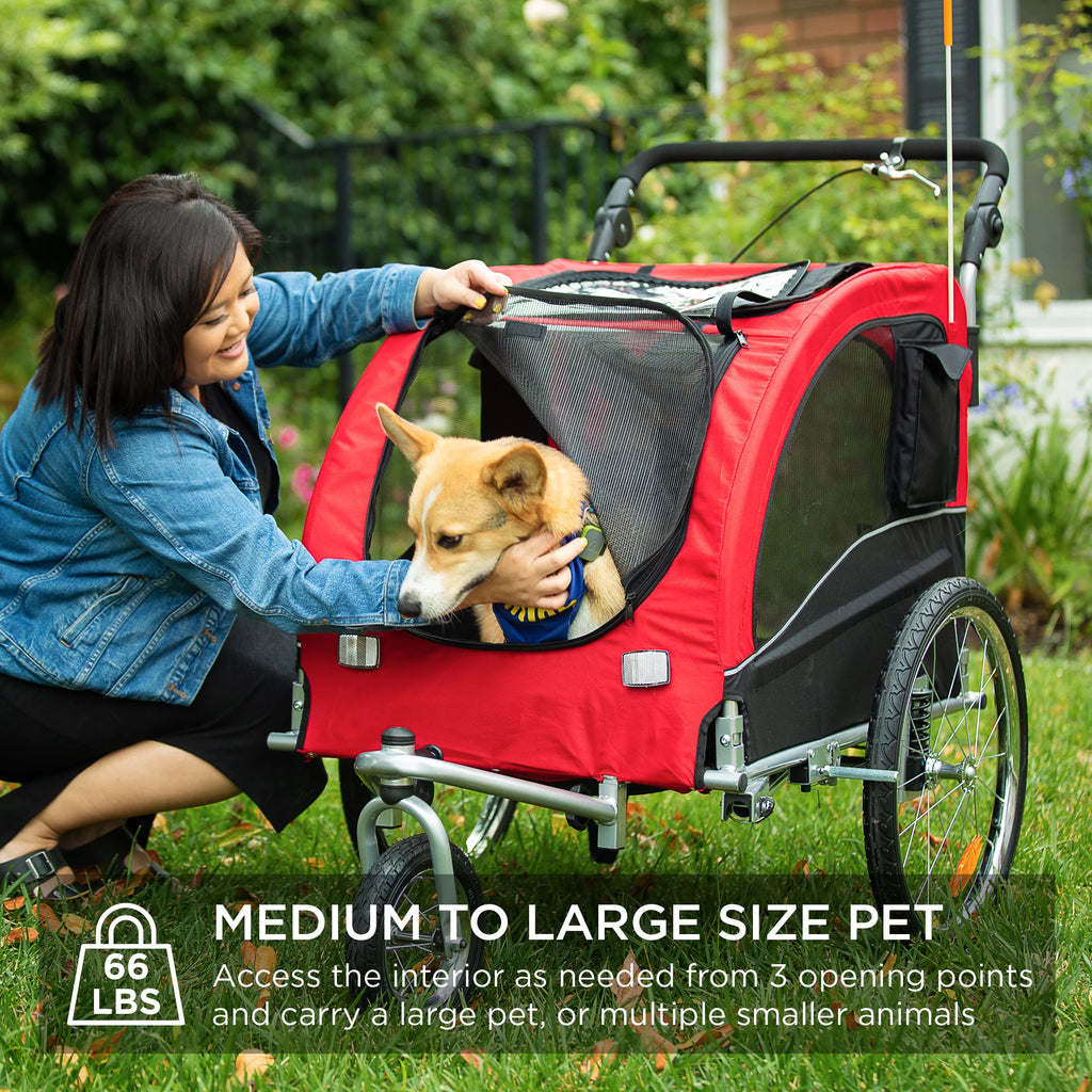 2-in-1 Dog Bike Trailer Pet Stroller Bicycle Carrier H407846