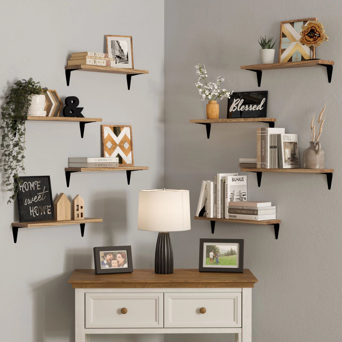 Set of 8 Black Floating Shelves X669