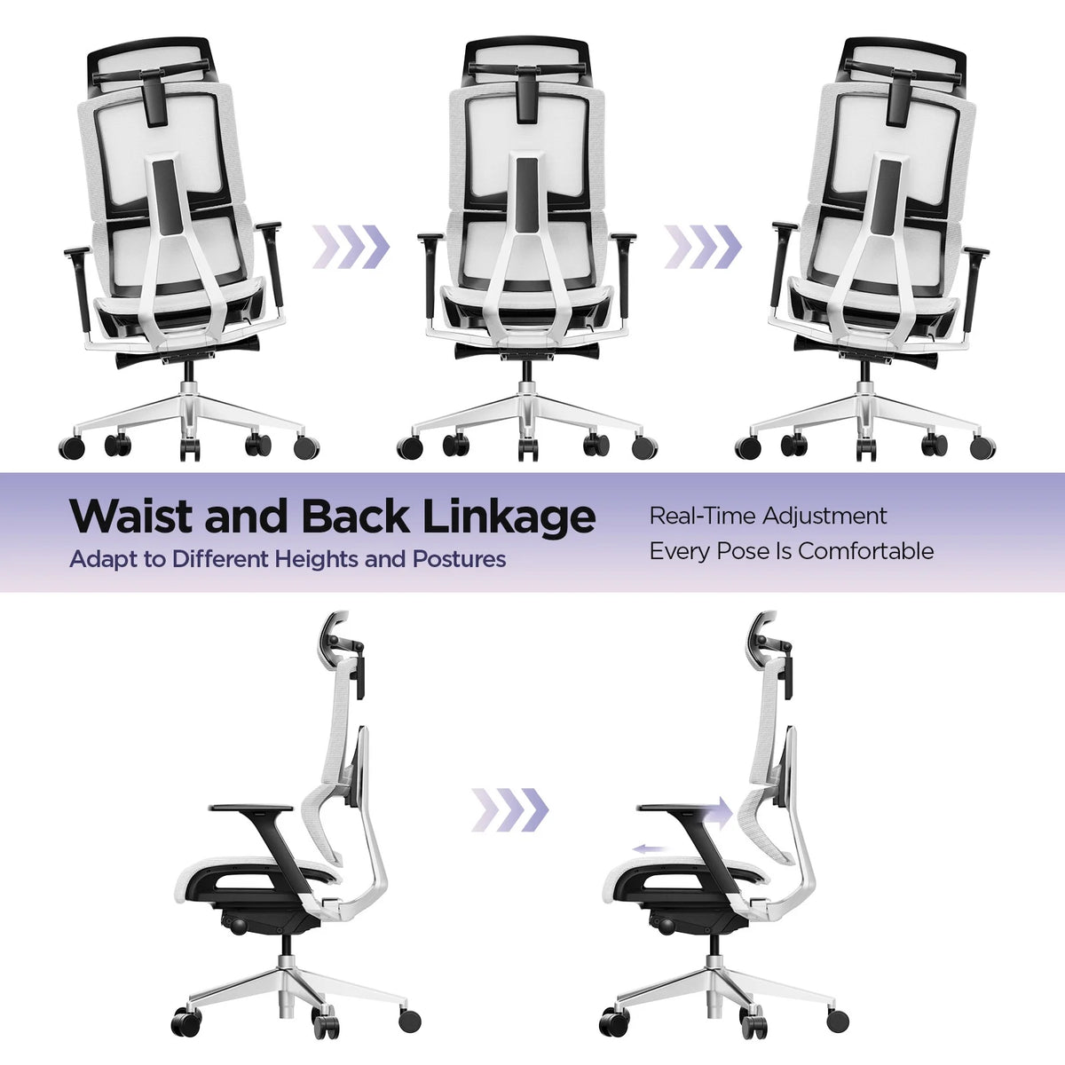 White Ergonomic Office Chair with Lumbar Support Y279722