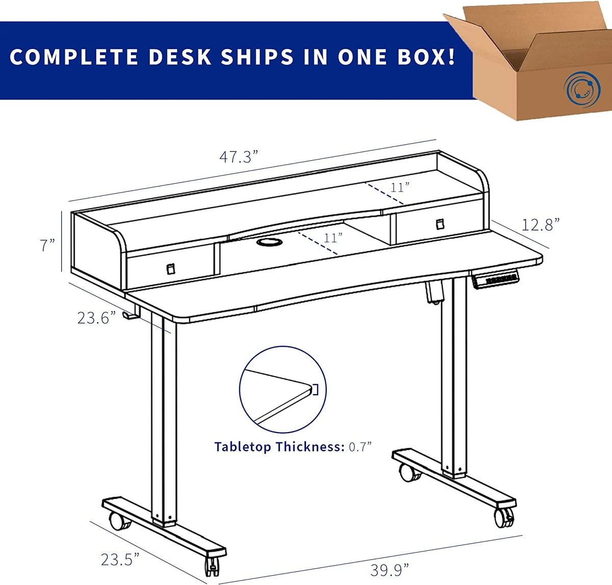 Height Adjustable Standing Desk with Storage Drawers H745481
