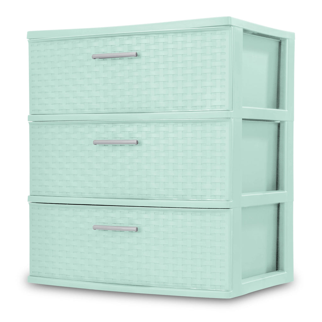 3 Drawer Wide Weave Tower White G308