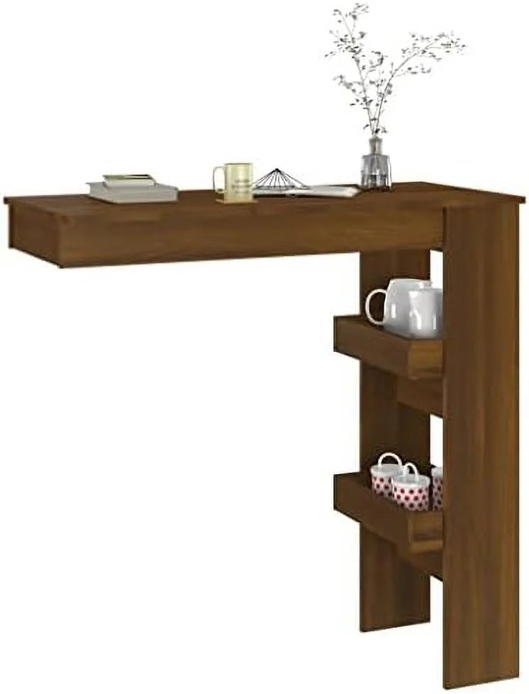 Black Engineered Wood Wall Table with Compartments H4056