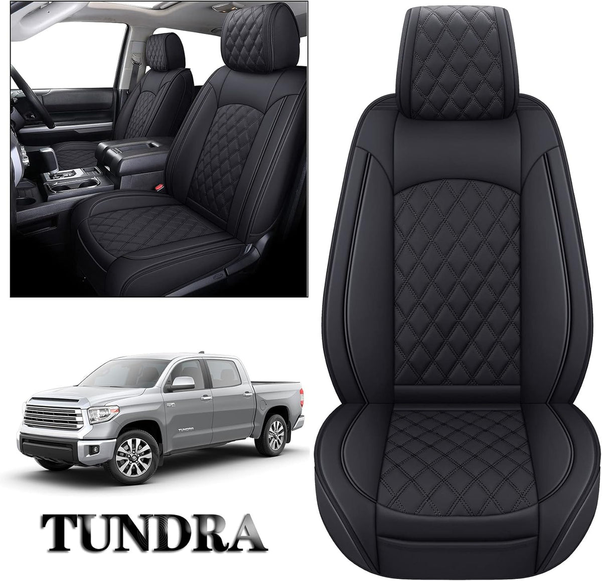 Waterproof Faux Leather Full Seat Covers 5 PCS Full Set Black-Red G44932