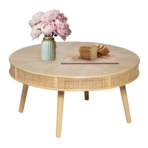 2-Piece Solid Wood Rattan Coffee Table Set Q16321