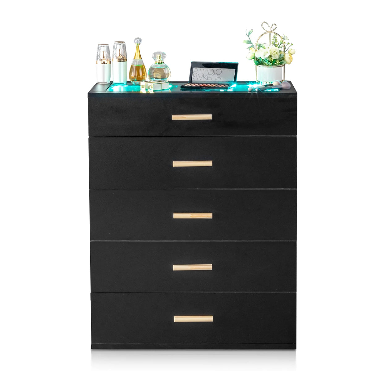 Black 5 Drawer Wood Dresser P344130