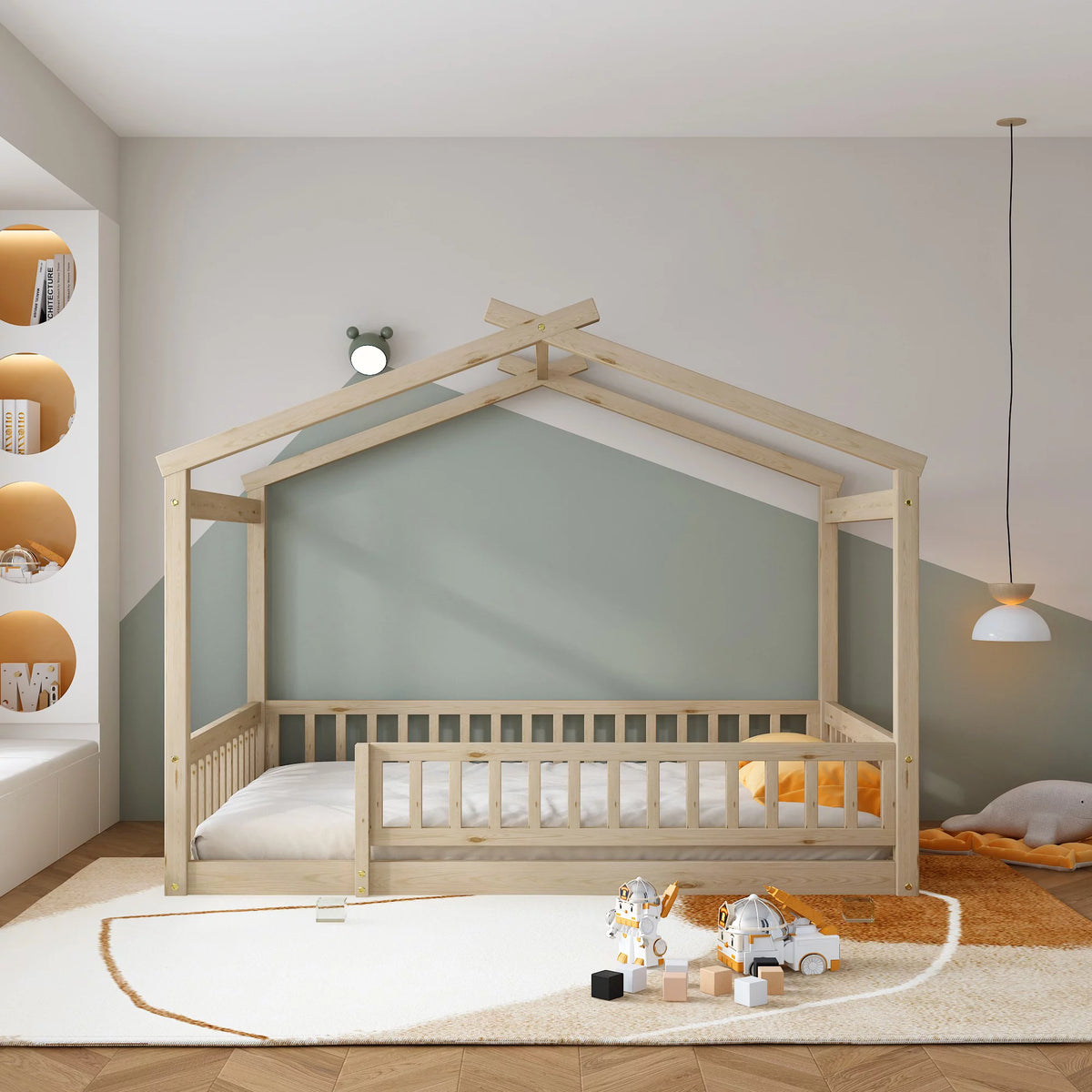 Full Wooden Canopy Bed Frame with Headboard and Footboard K702