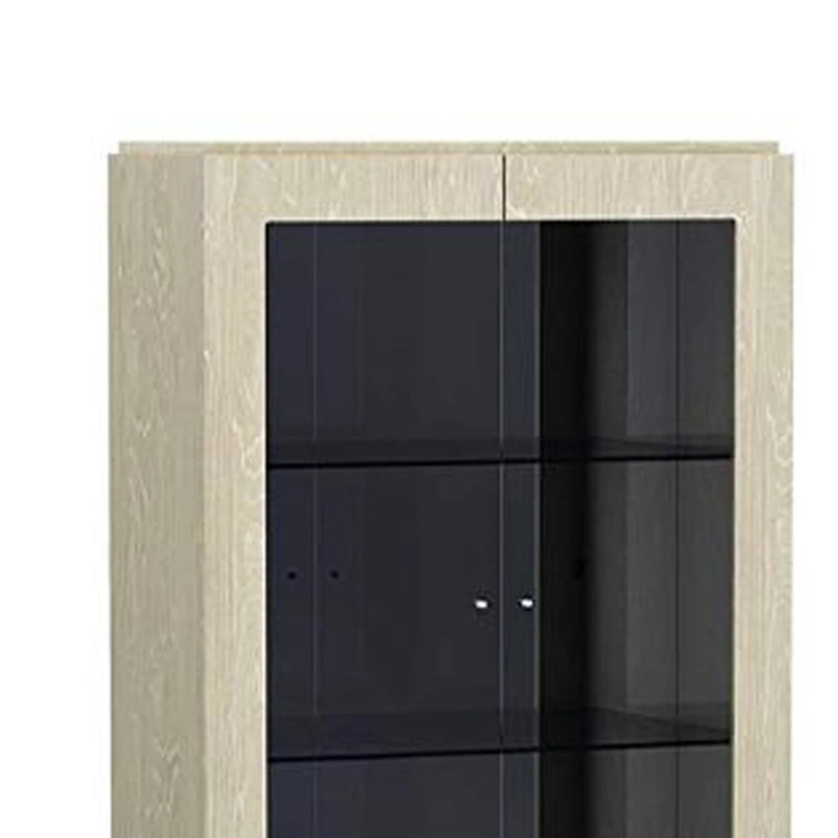 Brown Wood and Glass Display Unit with Three Shelves and One Cabinet L41538