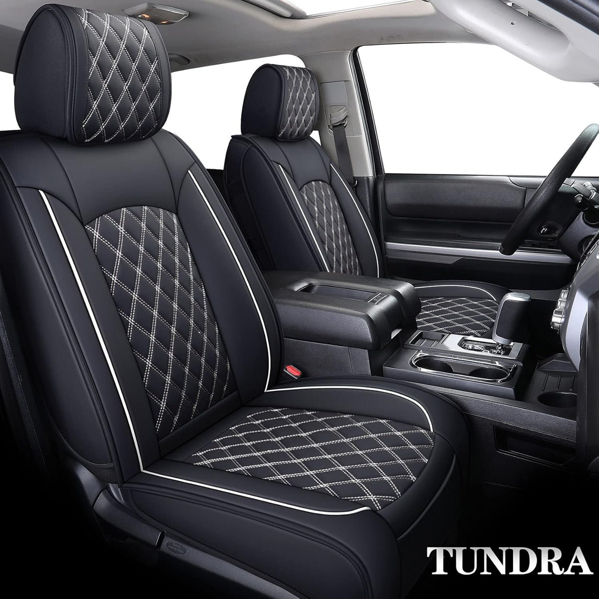 Waterproof Faux Leather Full Seat Covers 5 PCS Full Set Black-Red G44932