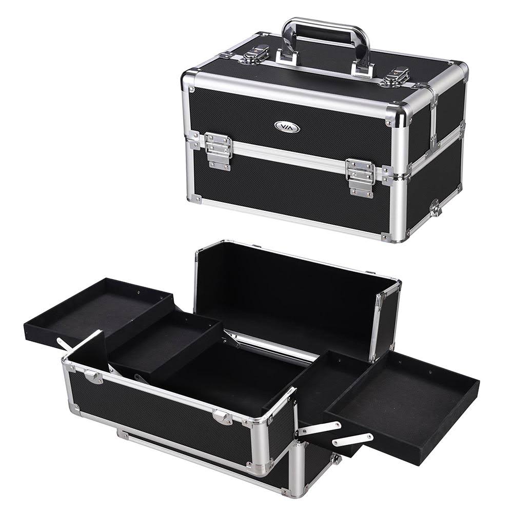 Black Aluminum Rolling Makeup Train Case H47733