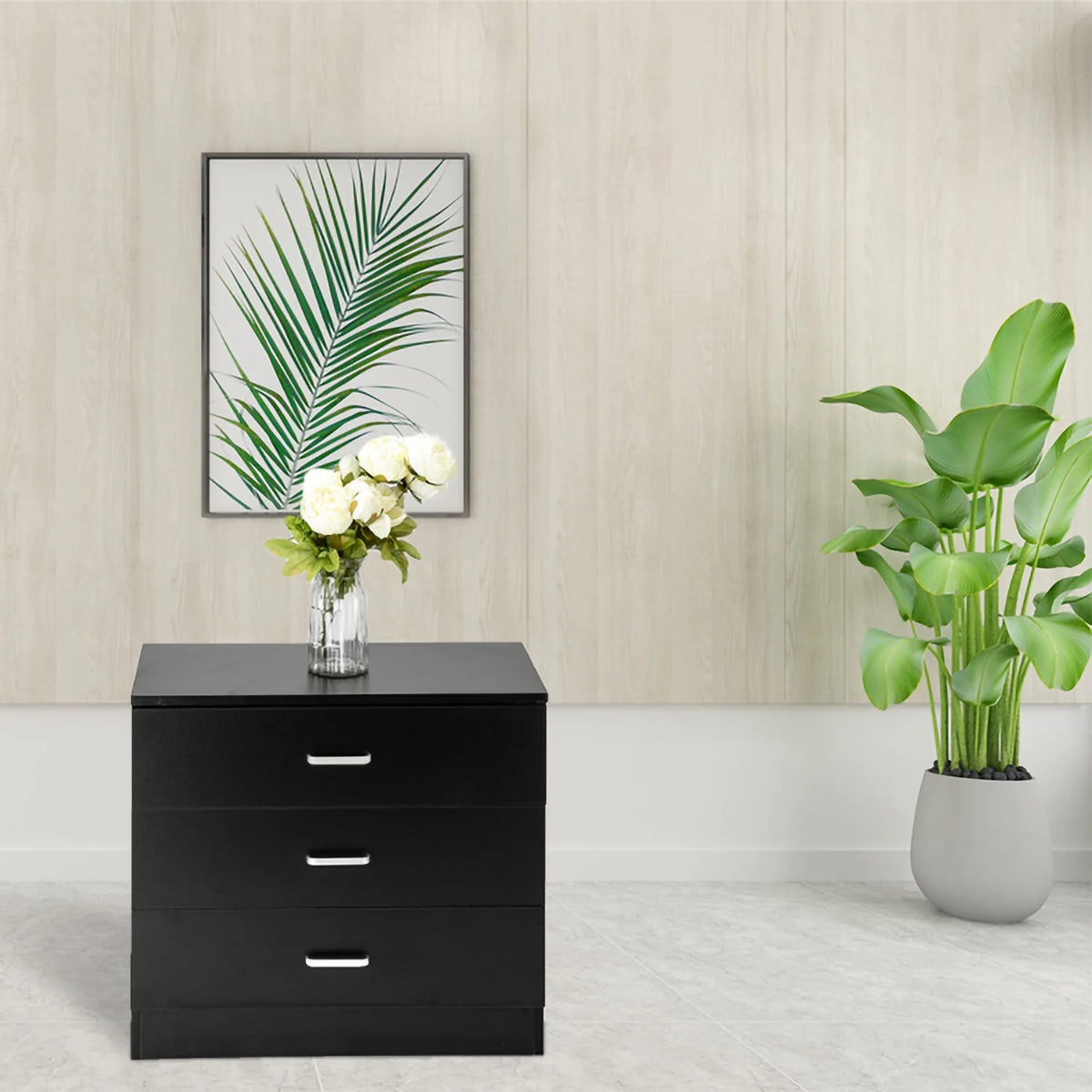 Black 3 Drawer Wood Dresser M633792
