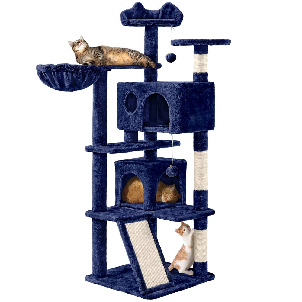 54" Double Condo Cat Tree with Scratching Post Tower B957804