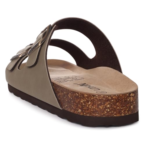 Cork Footbed Slip On Slide Sandals with Adjustable Buckle B31384