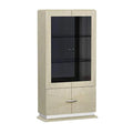 Brown Wood and Glass Display Unit with Three Shelves and One Cabinet L41538