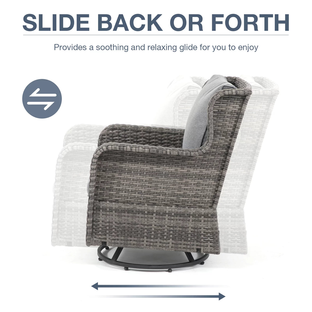 3 Pieces Wicker Swivel Rocking Chairs with Side Table G748653