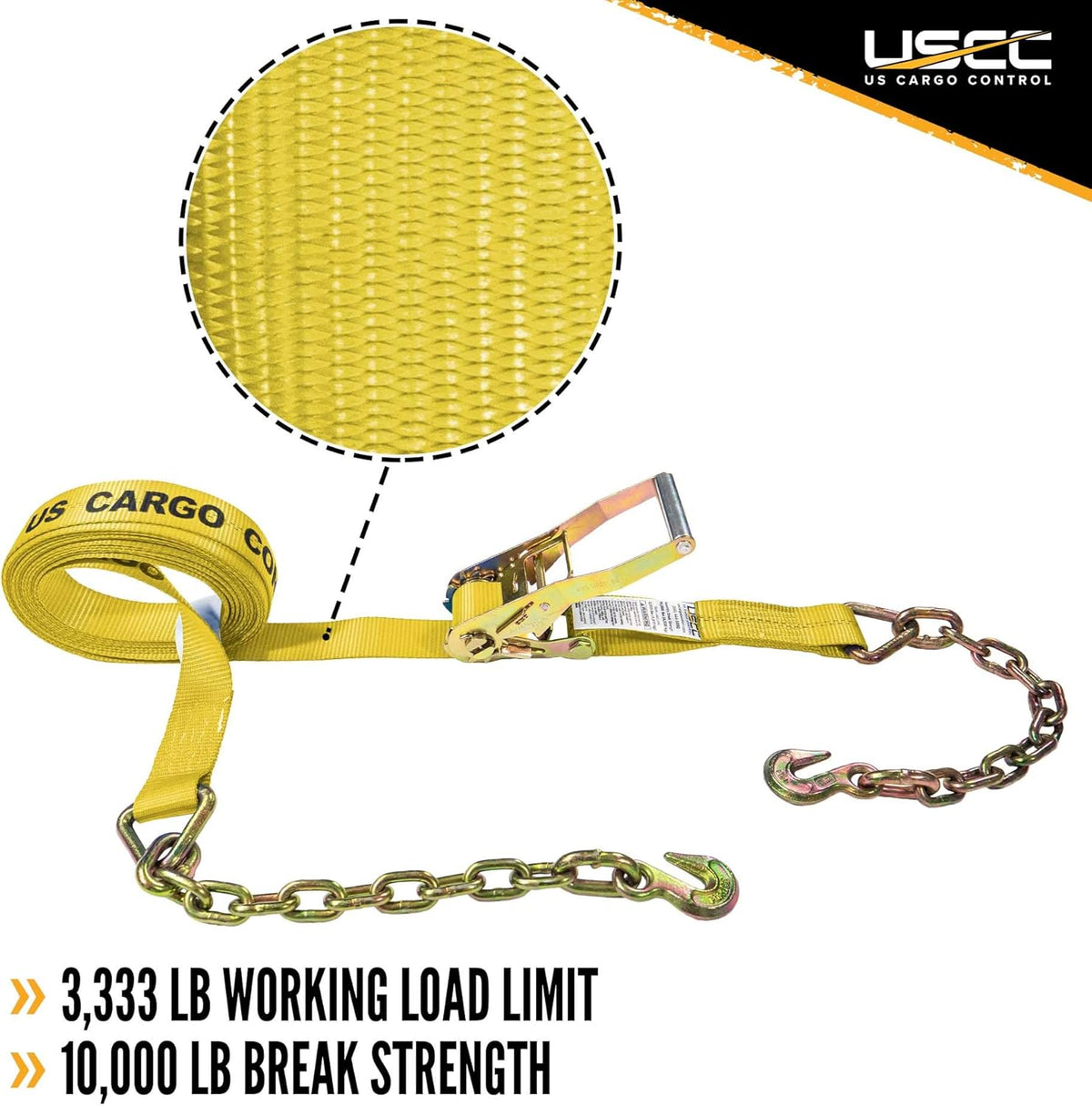 2 Inch x 30 Foot Ratchet Straps with Chain Extension 4 Pack X741
