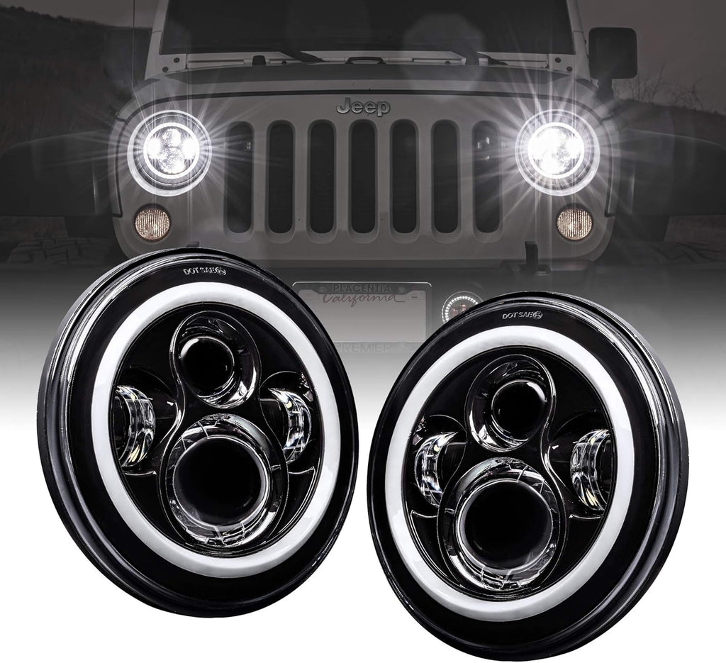 4 Fog Light + 7 Round CREE LED Headlights Replacement L856