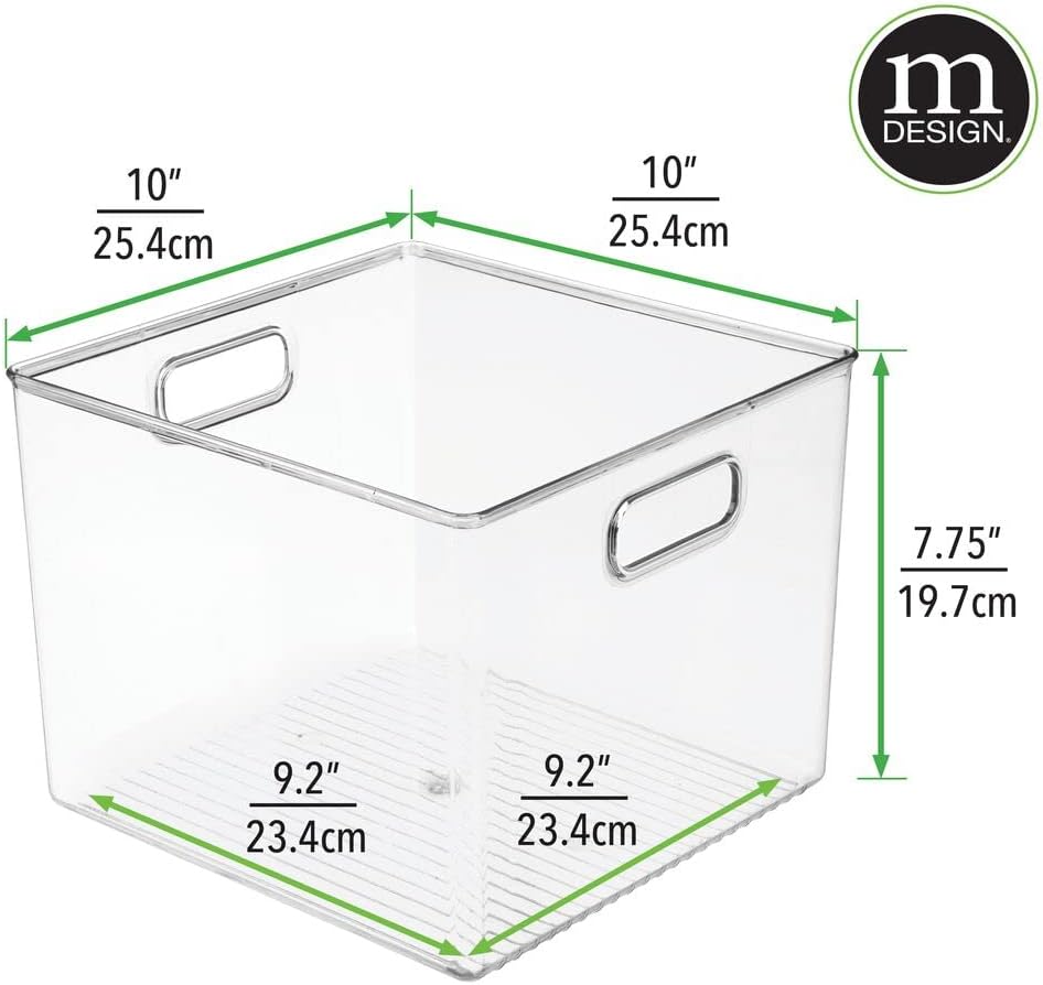 Clear 8 Pack Plastic Stackable Storage Organizer Bin Basket with Handle S327