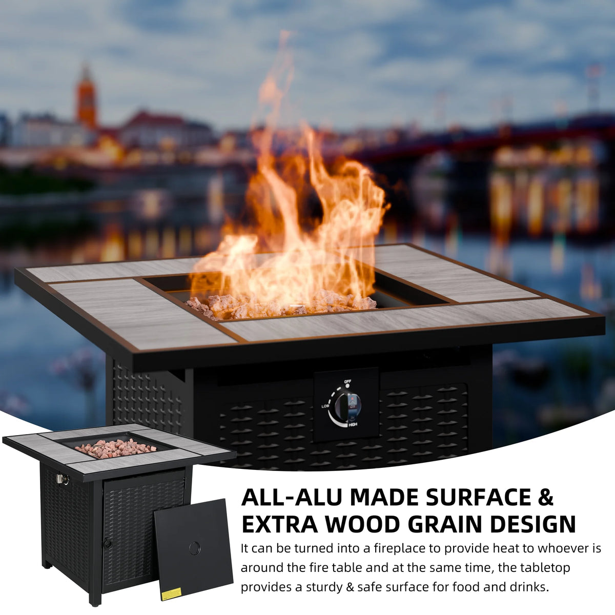 45 Propane Fire Pit Table 50,000 BTU Steel Gas Fire Pit N42861