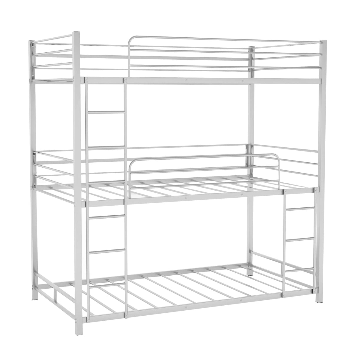 Metal Triple Bunk Bed Twin Over Twin with Ladder and Safety Guardrail E8129