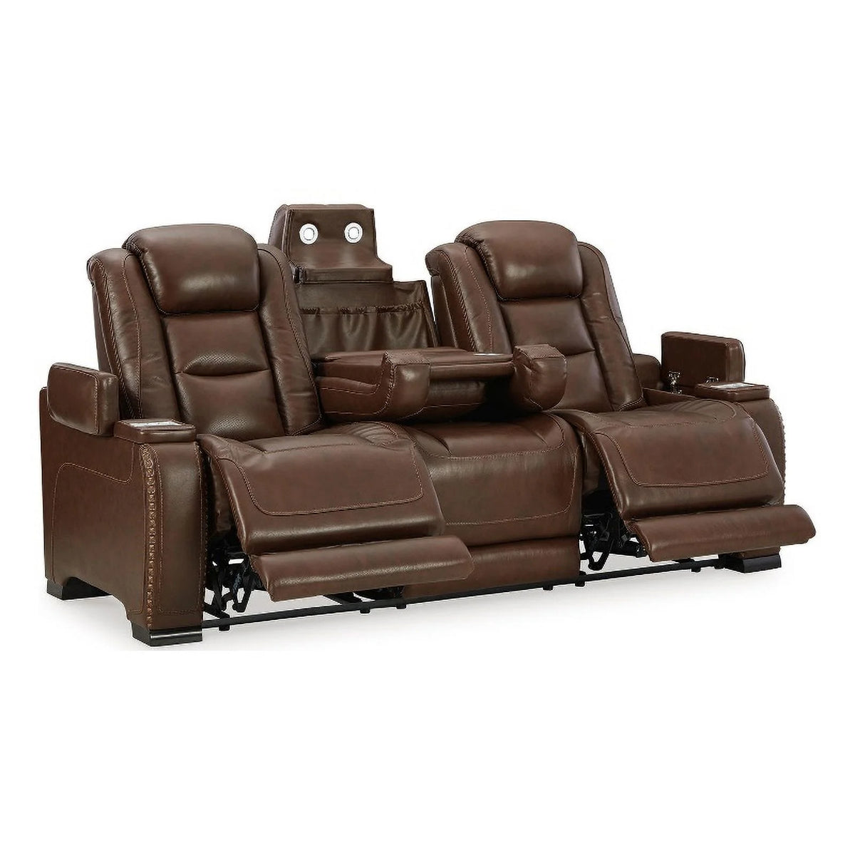 Brown Leather Power Recliner and Sofa Set R308
