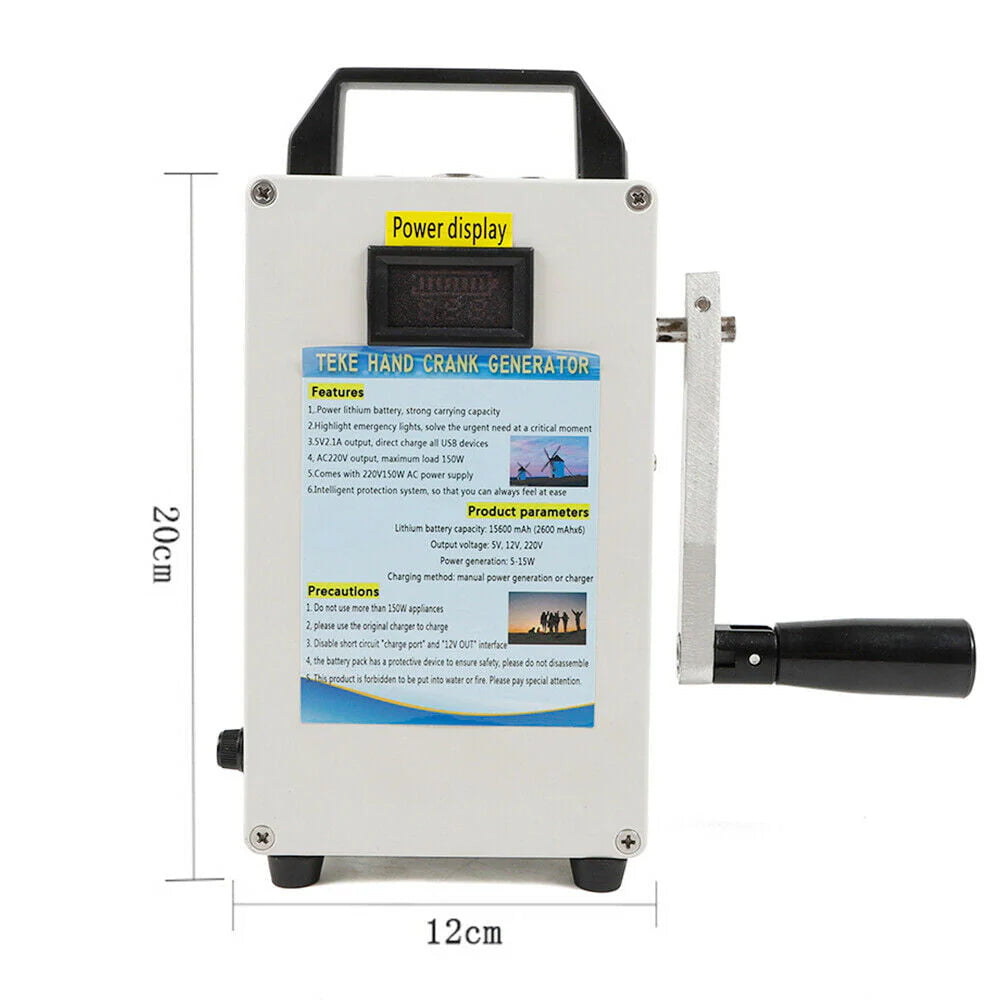Portable Hand Crank Generator Emergency Power Supply USB Charger V75207