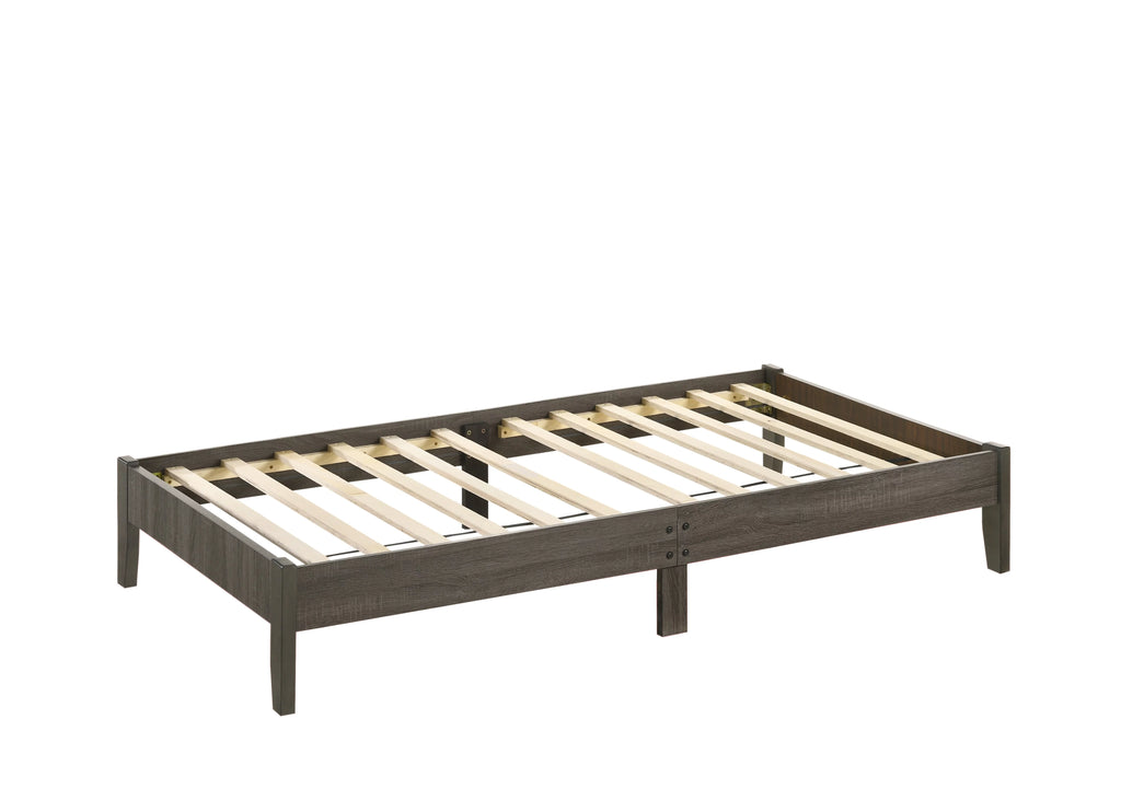 3pc Twin Size Platform Bed and Nightstand Set Gray Wooden L451