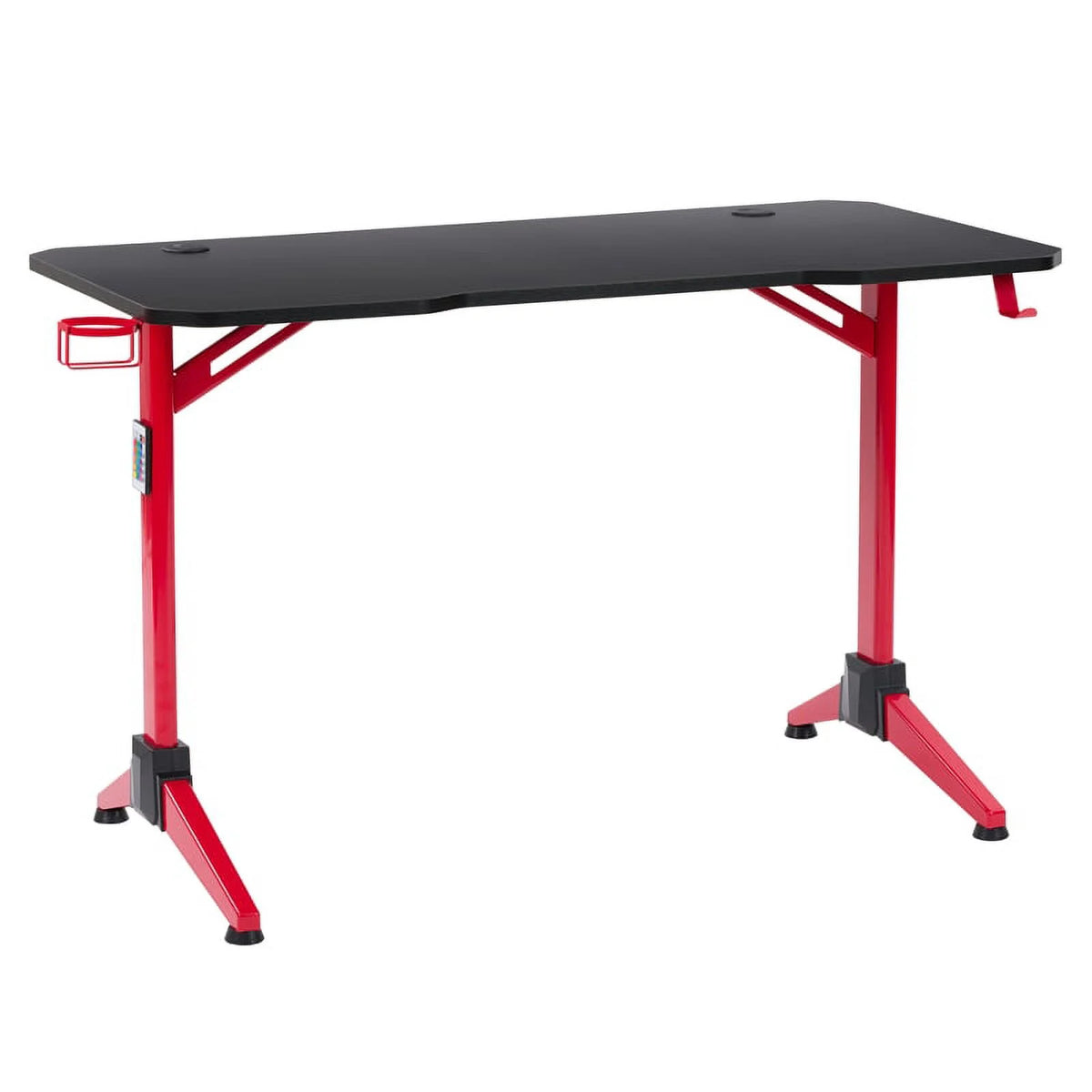 Black Engineered Wood Gaming Desk with LED Lights G860