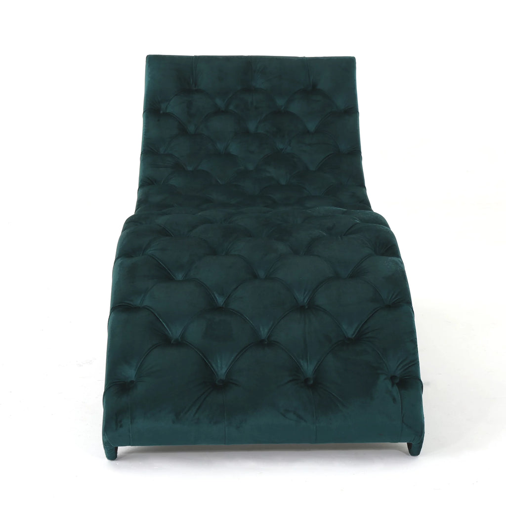 Teal Velvet Button Tufted Chaise Lounge M8081