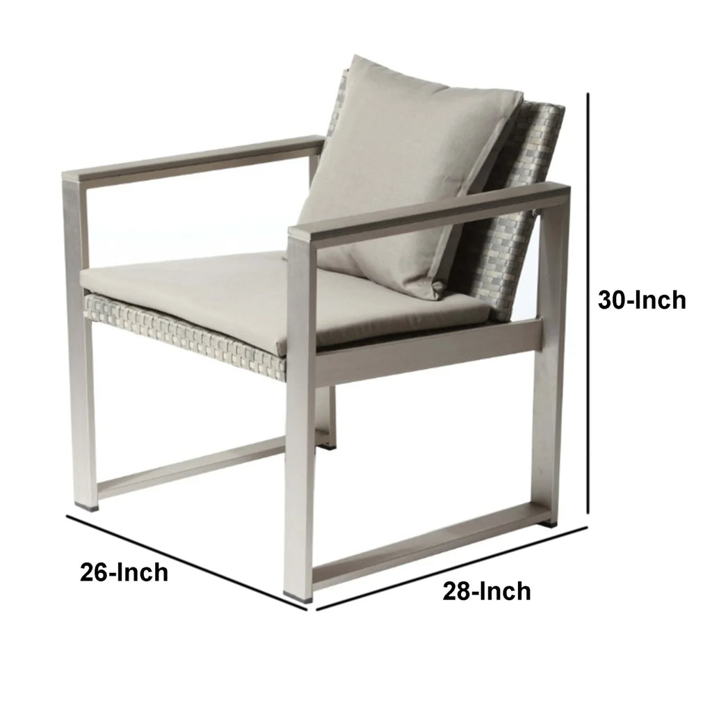 Aluminum Upholstered Cushioned Chair with Rattan G10522