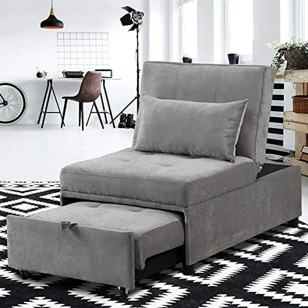 Convertible Chair Bed 4-in-1 Folding Ottoman Sofa Bed with Adjustable Backrest K745913